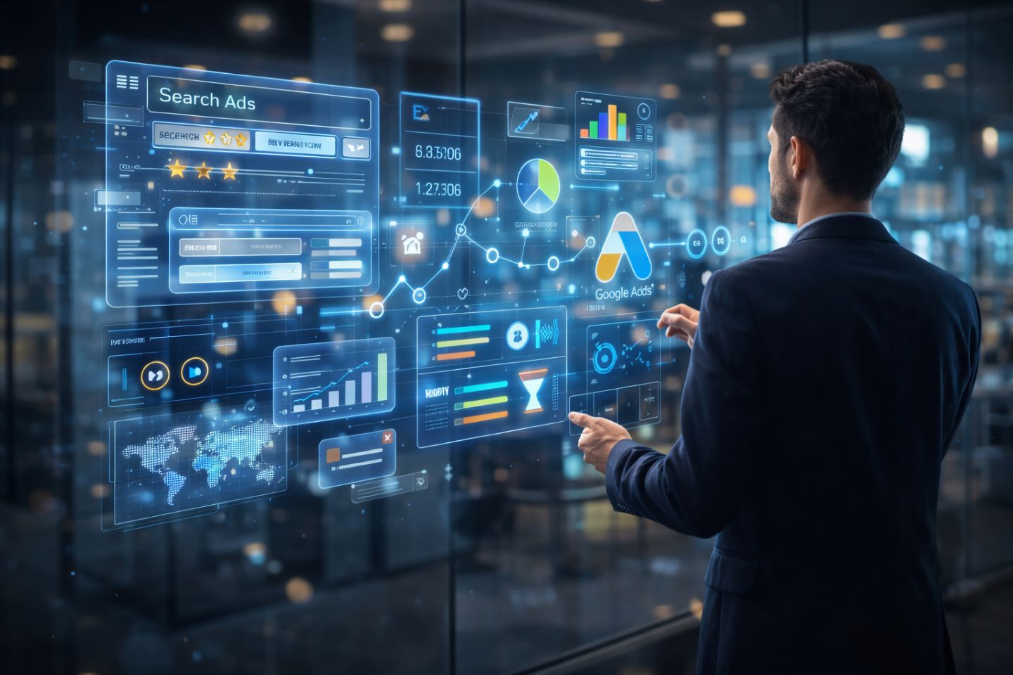 Digital strategist with interactive ad display