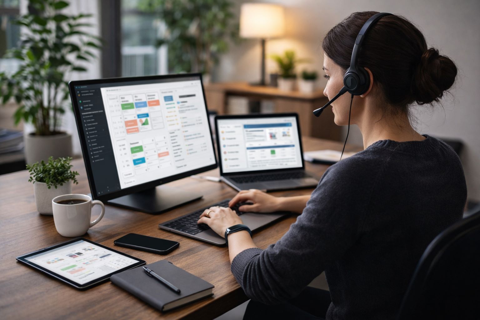 Focused virtual assistant at work