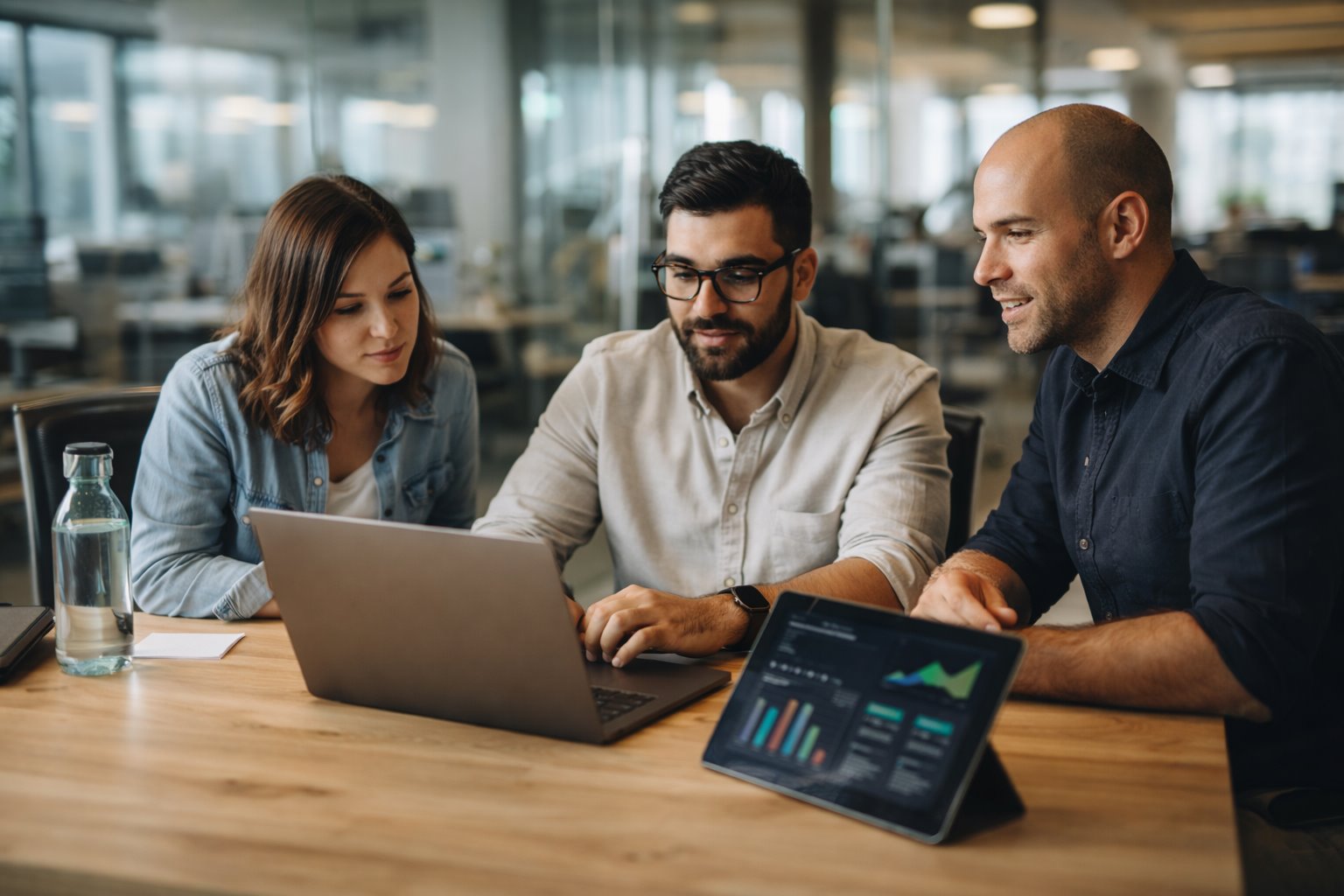 Team collaboration in a modern office