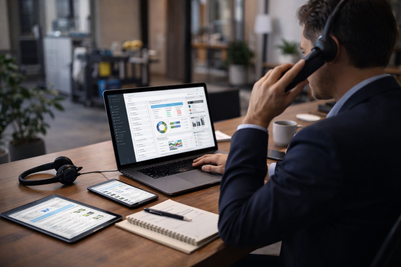 professional managing leads at desk